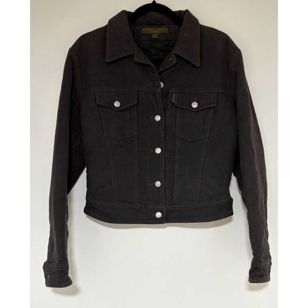 Katharine Hamnett Denim Brown Women’s Lined Jacket Size Medium Made In Italy